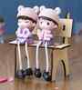 Cute Couple Sitting Beanch Multicolour Polyresin Showpieces