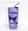 Purple Kuromi Printed Stainless Steel Tumbler Mug with Straw, 600 ml