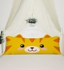 Yellow Cotton Blend Tiger Print Shaped Pillow