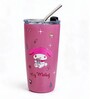 Pink My Melody Printed Stainless Steel Tumbler Mug with Straw, 600 ml