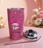 Pink My Melody Printed Stainless Steel Tumbler Mug with Straw, 600 ml
