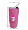 Pink My Melody Printed Stainless Steel Tumbler Mug with Straw, 600 ml
