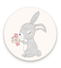 Pine Wood Bunny With A Bouquet Wall Panel In Multicolor