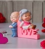Cute Old Couple Sitting on Love Stand Showpiece Valentine Gift