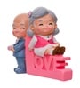 Cute Old Couple Sitting on Love Stand Showpiece Valentine Gift