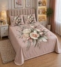 Pink 7D Digital Printed Floral Queen Size Bedsheet Sheet with 2 Matching Pillow Covers
