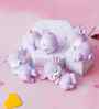 Cute Sleeping Deer Set of 4 Lavender Polyresin Figurines