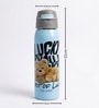 Cute Teddy Bear Print Stainless Steel Blue Kids Water Bottle