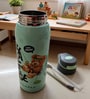 Cute Teddy Bear Print Stainless Steel Green Kids Water Bottle