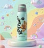 Cute Teddy Bear Print Stainless Steel Green Kids Water Bottle