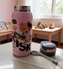 Cute Teddy Bear Print Stainless Steel Pink Kids Water Bottle