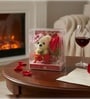 Cute Teddy Bear with Artificial Roses Valentine Gift