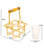 Set of 5 Hand-painted Yellow Metal and Wood Stand with 4 Glasses