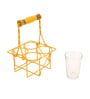 Set of 5 Hand-painted Yellow Metal and Wood Stand with 4 Glasses