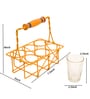Handpainted Yellow  Metal and Wood 7 Pcs Glasses With Stand
