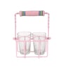 Pink  Glass and Metal 3 Pcs  Glasses with Stand