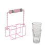 Pink  Glass and Metal 3 Pcs  Glasses with Stand