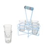 Blue  Glass and Metal 7 Pcs Glasses With Stand