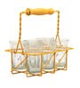 Cutting Chai 120ml Yellow (Set of 7) Ceramic Tea Glass with Iron Tray