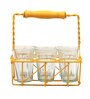 Cutting Chai 120ml Yellow (Set of 7) Ceramic Tea Glass with Iron Tray