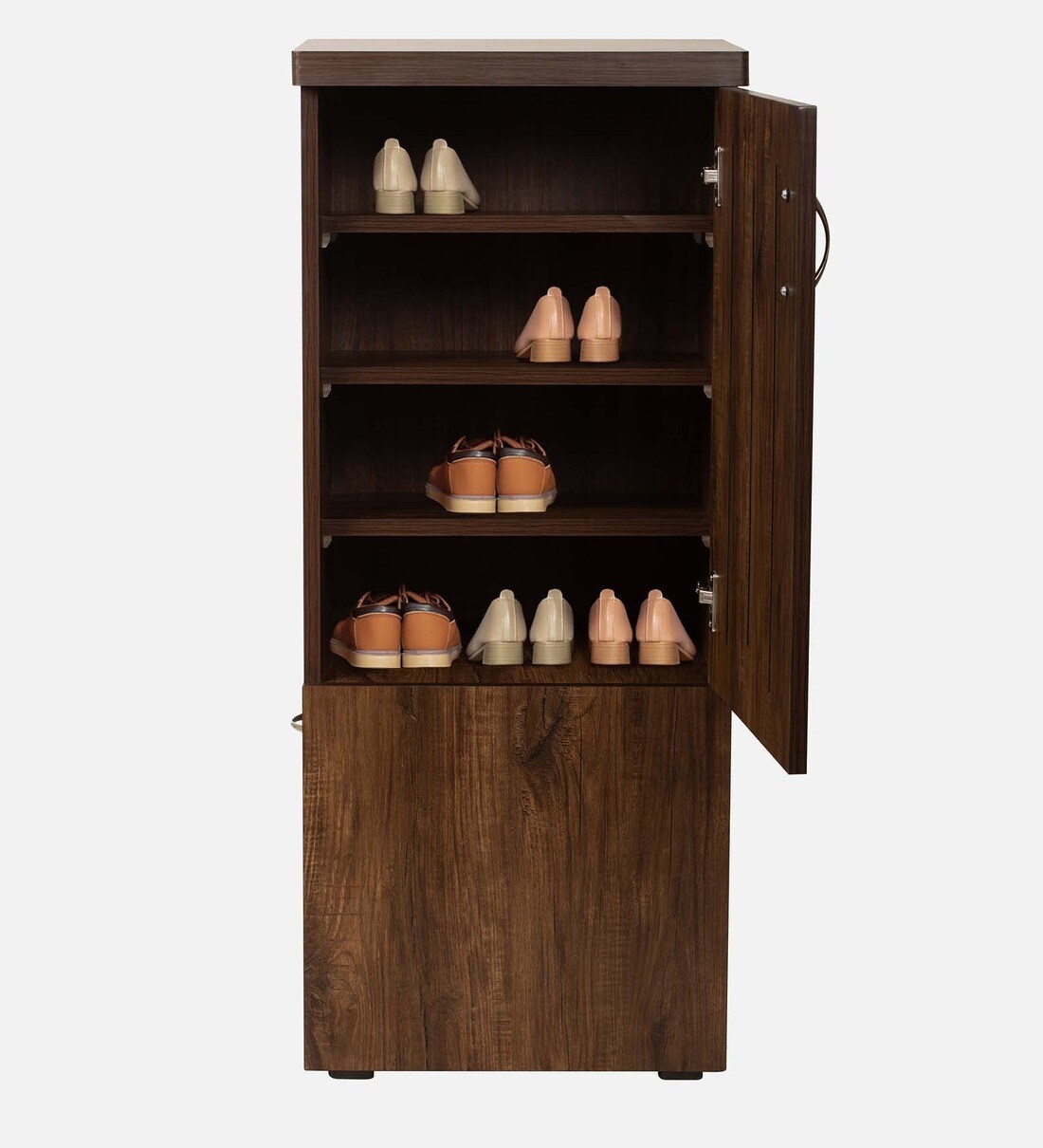 Buy Bryne Shoe Rack with Seating in Brown Teak Matte Finish by Solace ...