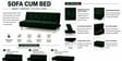 Cyrus 3 Seater Sofa Cum Bed Green Color