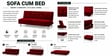 Cyrus 3 Seater Sofa Cum Bed Maroon Color