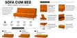 Cyrus 3 Seater Sofa Cum Bed Mustard Color