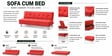 Cyrus 3 Seater Sofa Cum Bed Rose Color