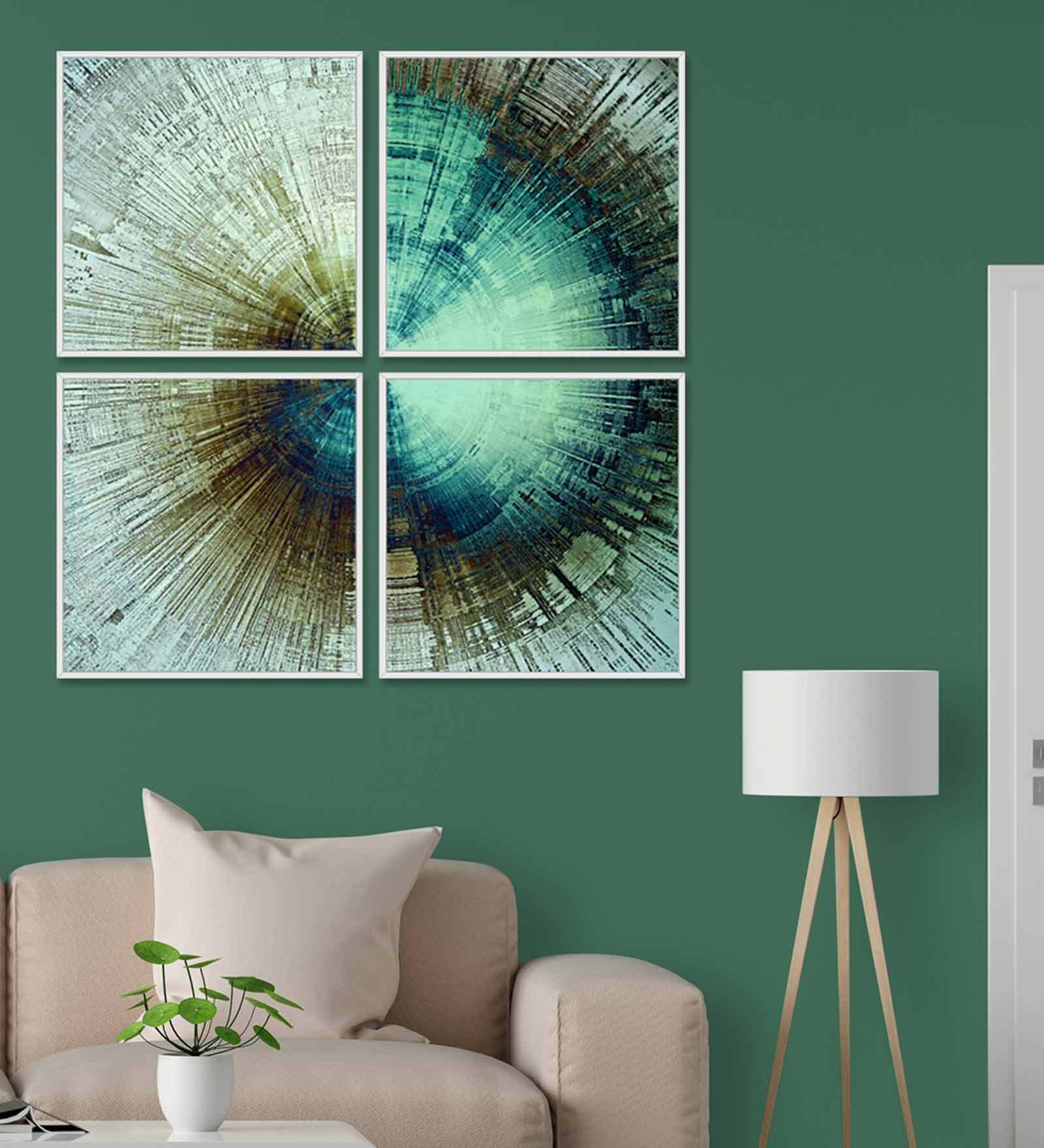 Cycle Design Multicolour Canvas Framed Art Panels Set of 4