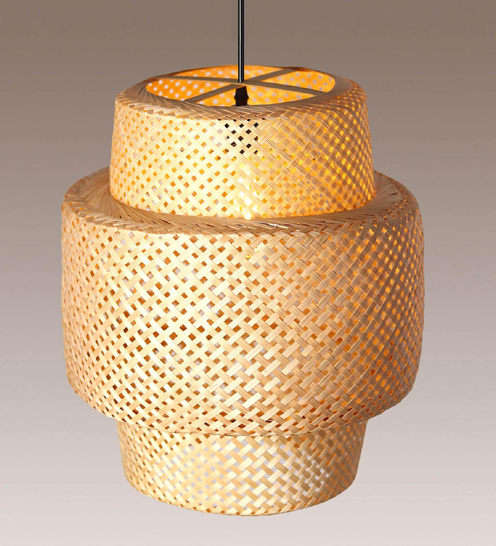 Cylinderical Handmade Bamboo Pendant Hanging Light in Beige Colour Cylinderical Handmade Bamboo Pendant Hanging Light in Beige Colour