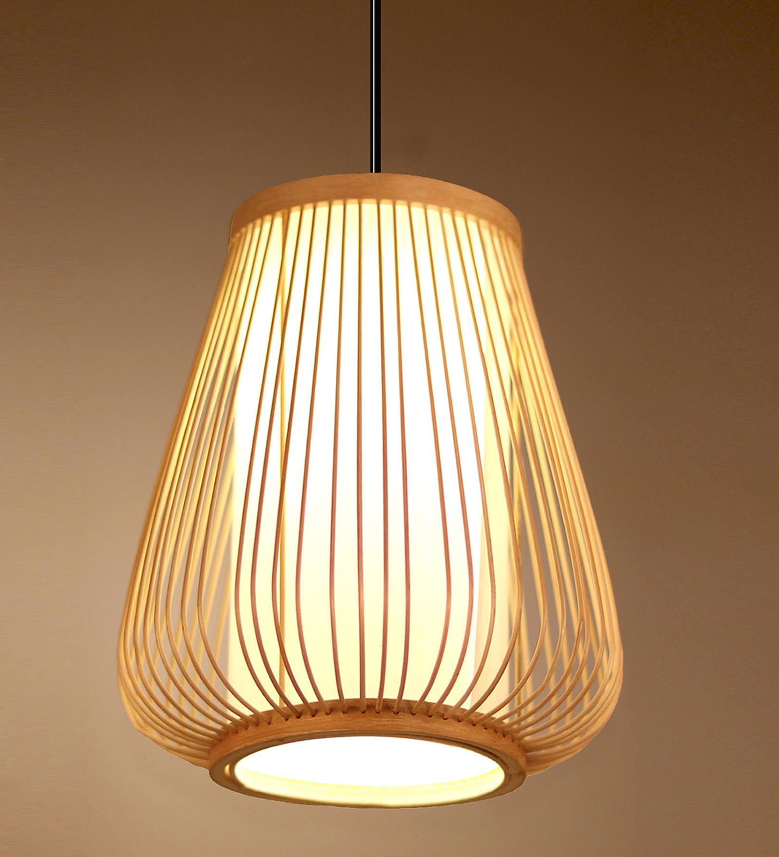 Cylinderical Handmade Bamboo Pendant Hanging Light in Beige Colour Cylinderical Handmade Bamboo Pendant Hanging Light in Beige Colour
