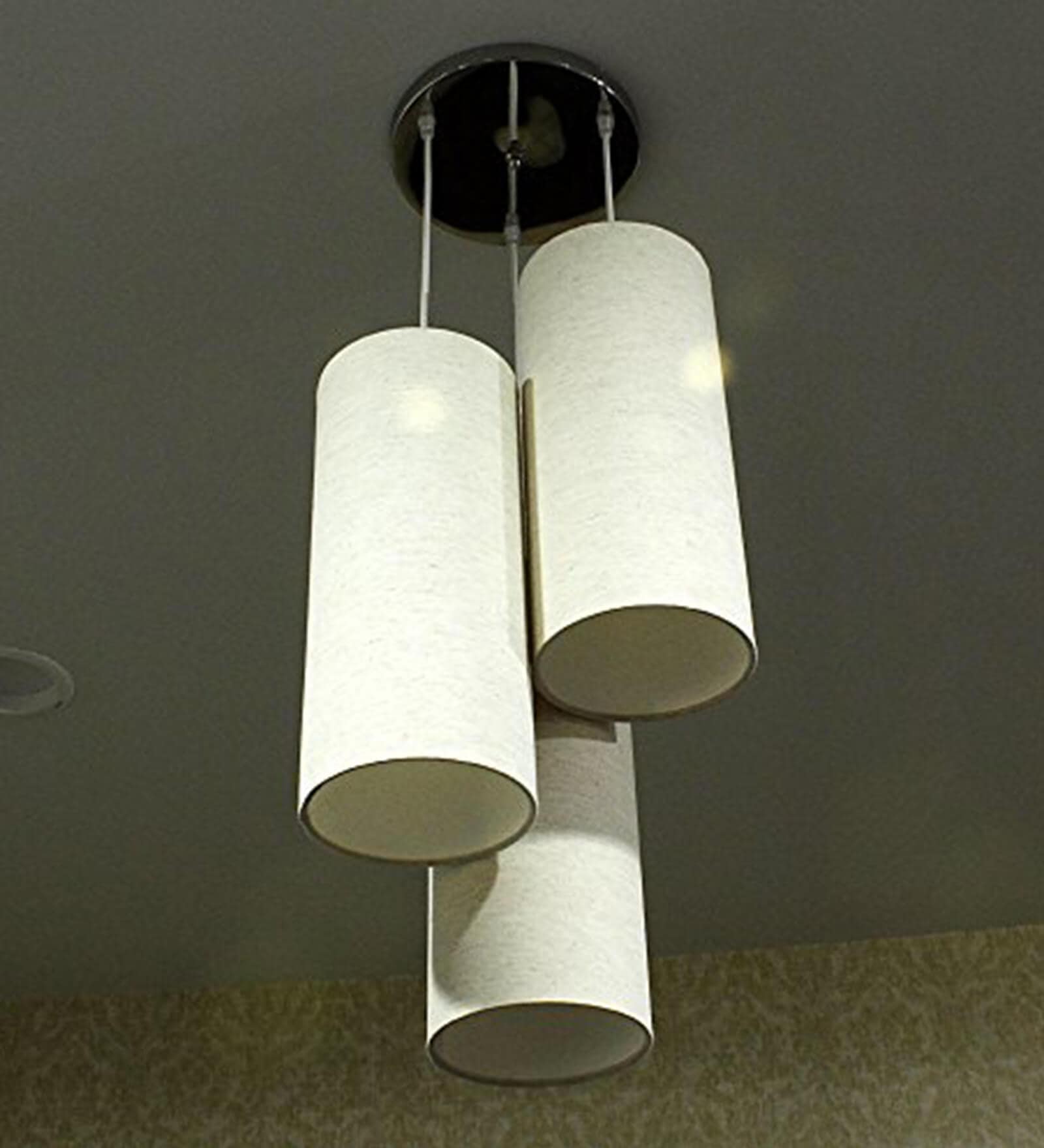 Cylindrical Textured Light Brown Cotton Pendant Hanging Light Cylindrical Textured Light Brown Cotton Pendant Hanging Light