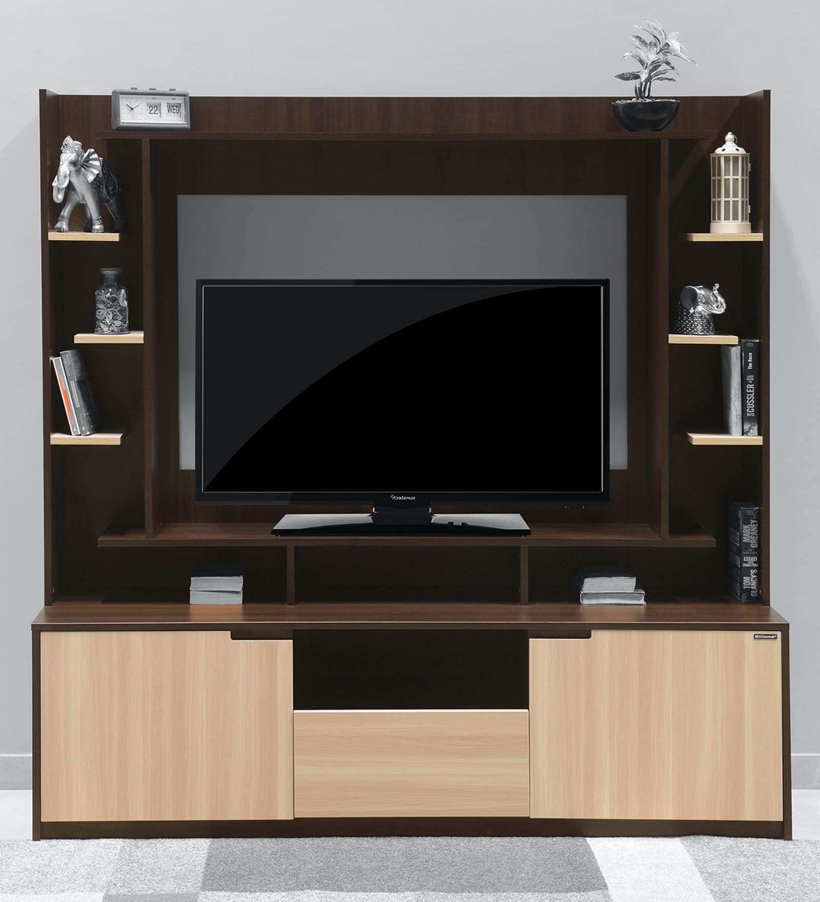 Cyndy Wall Unit in Wenge & Oak Finish