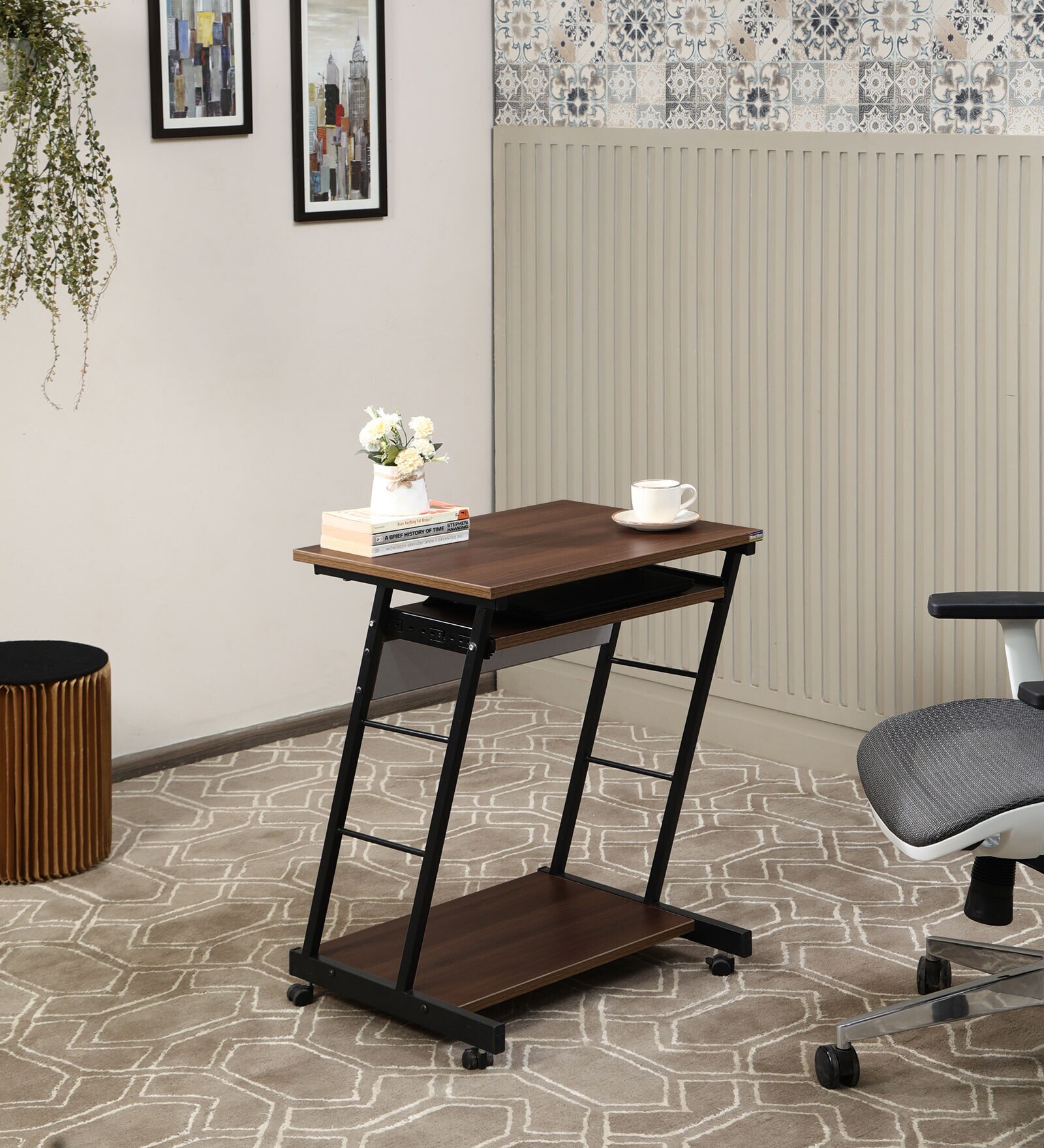 Cypher Computer Table in Dark Acacia Finish Cypher Computer Table in Dark Acacia Finish