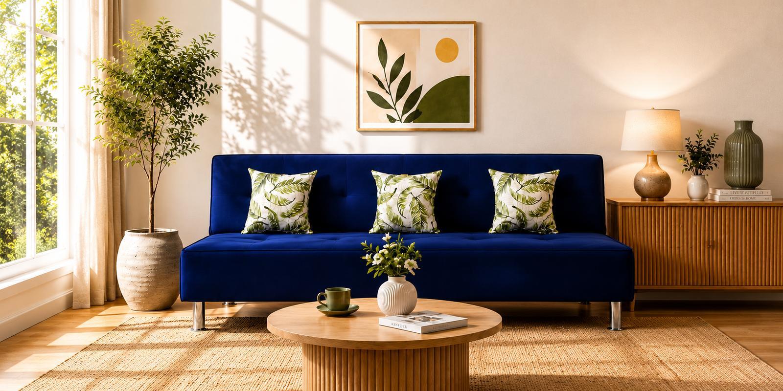 Cyrus 3 Seater Sofa Cum Bed Blue Color