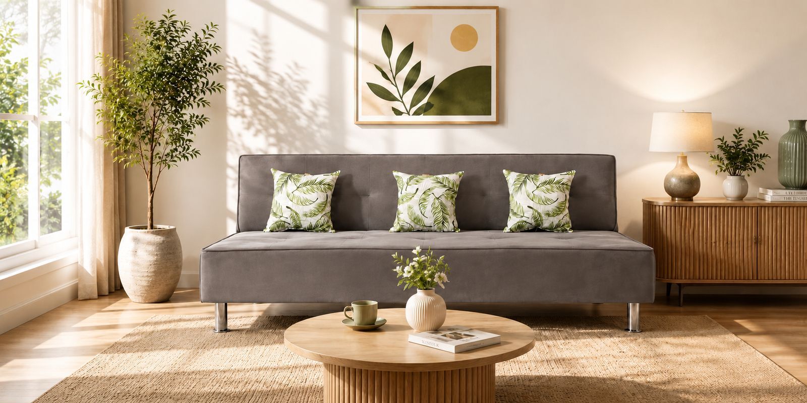 Cyrus 3 Seater Sofa Cum Bed Grey Color