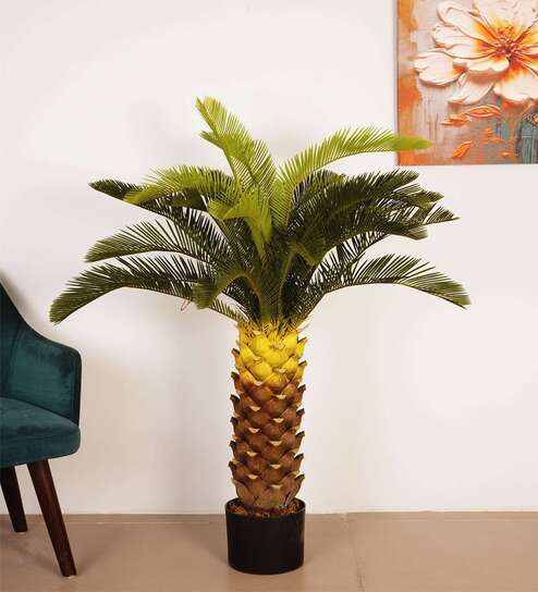 Artificial Cycas Palm Tree Plant with Black Pot