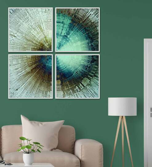 Cycle Design Multicolour Canvas Framed Art Panels Set of 4