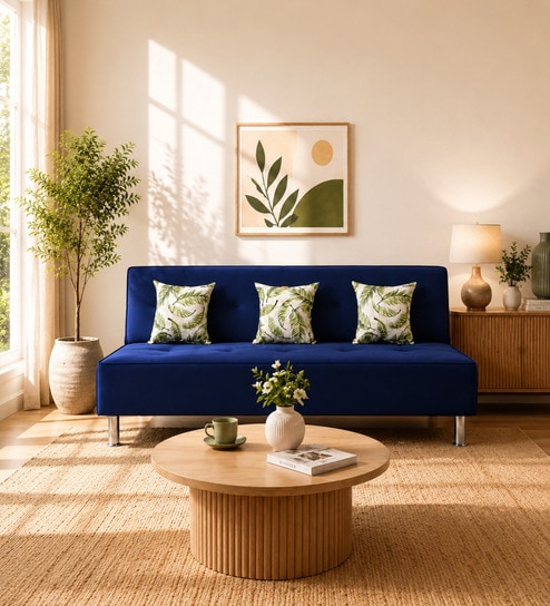 Cyrus 3 Seater Sofa Cum Bed Blue Color