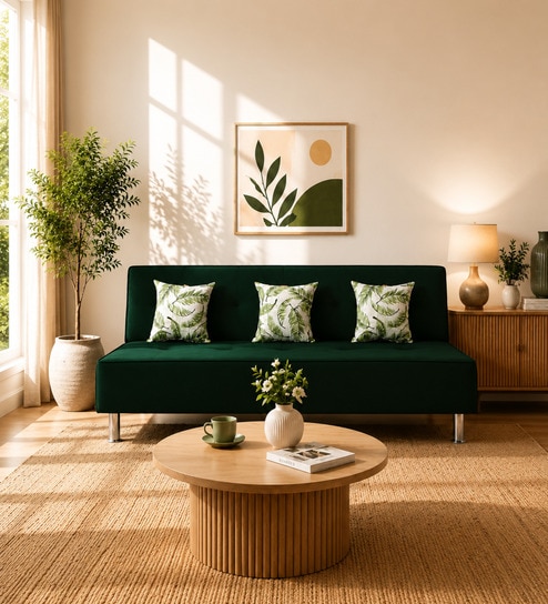 Cyrus 3 Seater Sofa Cum Bed Green Color