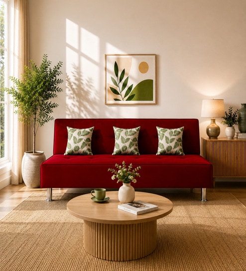 Cyrus 3 Seater Sofa Cum Bed Maroon Color