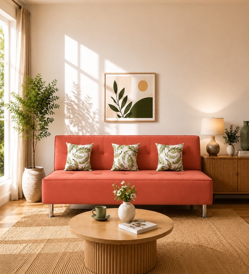 Cyrus 3 Seater Sofa Cum Bed Rose Color