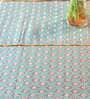 Cyan and Blue Floral Cotton 72X54 Inches Table Cloth
