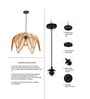 Cylinderical Handmade Bamboo Pendant Hanging Light (Beige)