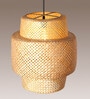Cylinderical Handmade Bamboo Pendant Hanging Light in Beige Colour