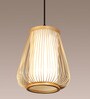 Cylinderical Handmade Bamboo Pendant Hanging Light in Beige Colour