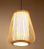 Cylinderical Handmade Bamboo Pendant Hanging Light in Beige Colour