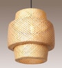 Cylinderical Handmade Bamboo Pendant Hanging Light in Beige Colour