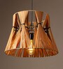 Cylinderical Raffia Hanging Light in Brown Colour